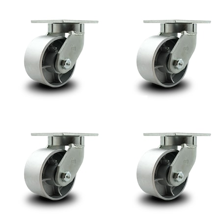 Service Caster 6 Inch Extra Heavy Duty Semi Steel Cast Iron Wheel Swivel Caster SCC, 4PK SCC-KP92S630-SSR-4